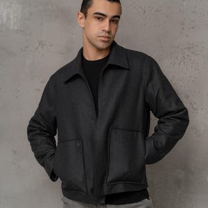 Sobretudo masculino, Jaqueta grande, Bolsos de remendo, Casaco de trabalho, Sobretudo, Casaco de pele de carneiro, Abotoamento simples, Bomber, Capri esportivo, Lã, Shacket