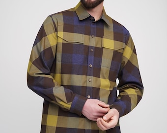 Camisa de algodón de gran tamaño: chaqueta informal elegante para el trabajo, sobrecamisa para hombre