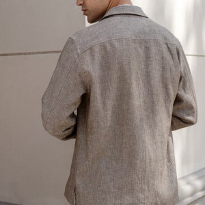 Handmade Linen Overshirt: Men&#39;s Chore Jacket, Workwear Style