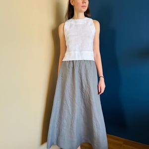 Sleeveless Swing Linen Top, Summer White Top, Short Linen Tank Top, Crop Top for Women, Natural Clothing, Boho linen, Minimalist Top