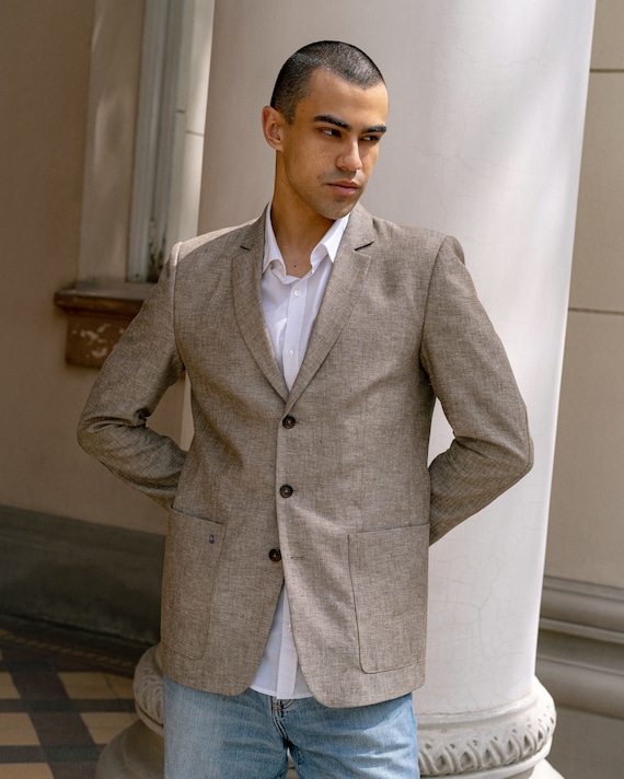 Linen Blazer: Men's Smart Casual Capri Coat, Linen Jacket