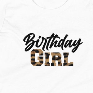 Birthday Girl, Leopard Print, Youth Short Sleeve T-Shirt, Girls Birthday Shirt,