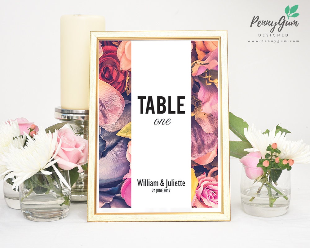 Floral Wedding Reception Table Numbers Diy Printable Wedding