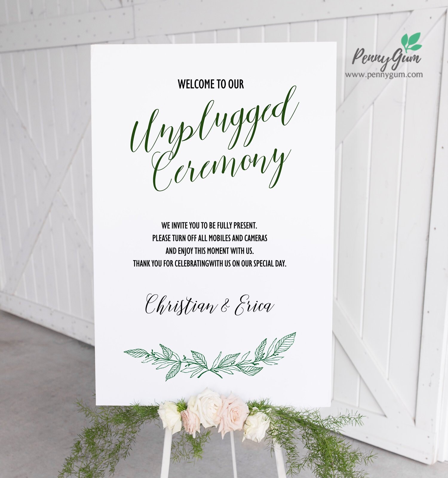 Rustic Wedding Unplugged Sign Template Printable Wedding Poster