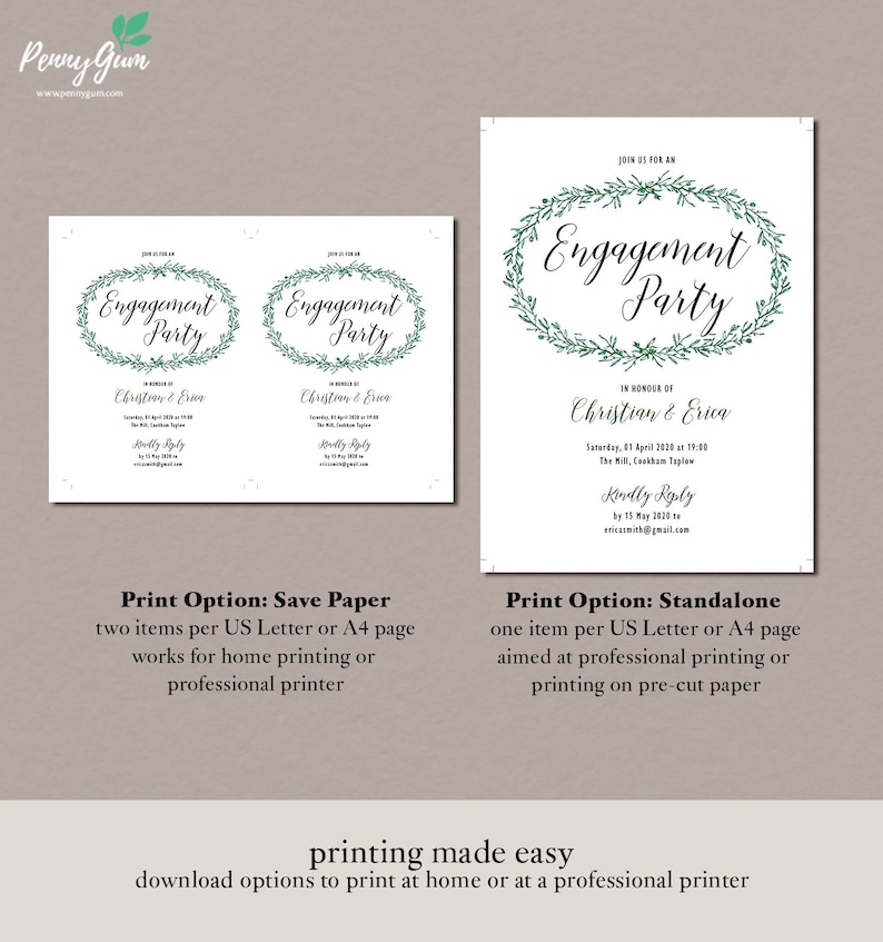 Rustic Engagement Party Invitation Printable \u2022 Editable Template DIY Wedding Stationery \u2022 Instant Download #PG0009/_20