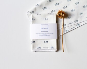 Beautiful soft modern ecological handkerchiefs made in Quebec, hand printed, for him and for him, machine washable