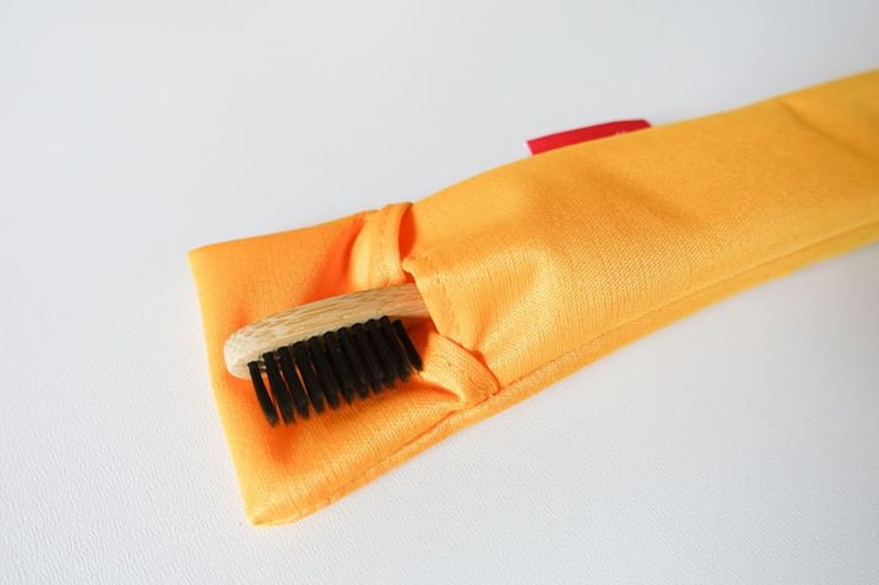 Made in Quebec, Travel case for toothbrush, waterproof, Zero waste, Eco-responsible, plasticfree,gift for her, him, travel, eco friendly Orange