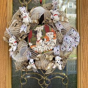 Disney 101 Dalmatians Inspired Door Wreath: Handcrafted Puppy Decor for Home, Party, or Nursery