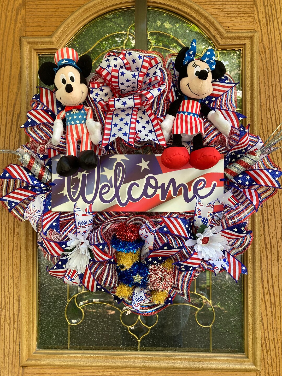 Patriotic Disney Holiday Wreath 4th of July Wreath Patriotic Etsy
