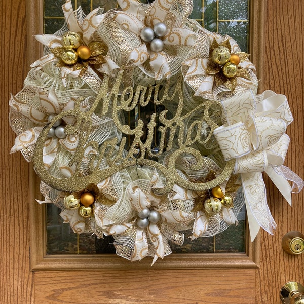 White Christmas Wreath With Lights Etsy