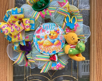 Disney Winnie the Pooh Front Door Summer Welcome Decor Wreath