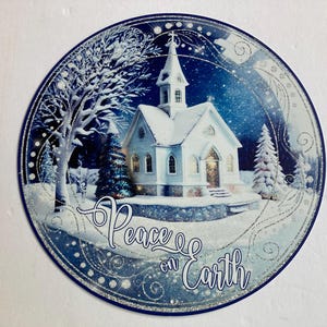 Peace on Earth Wreath Sign: Waterproof Christmas Church Decor