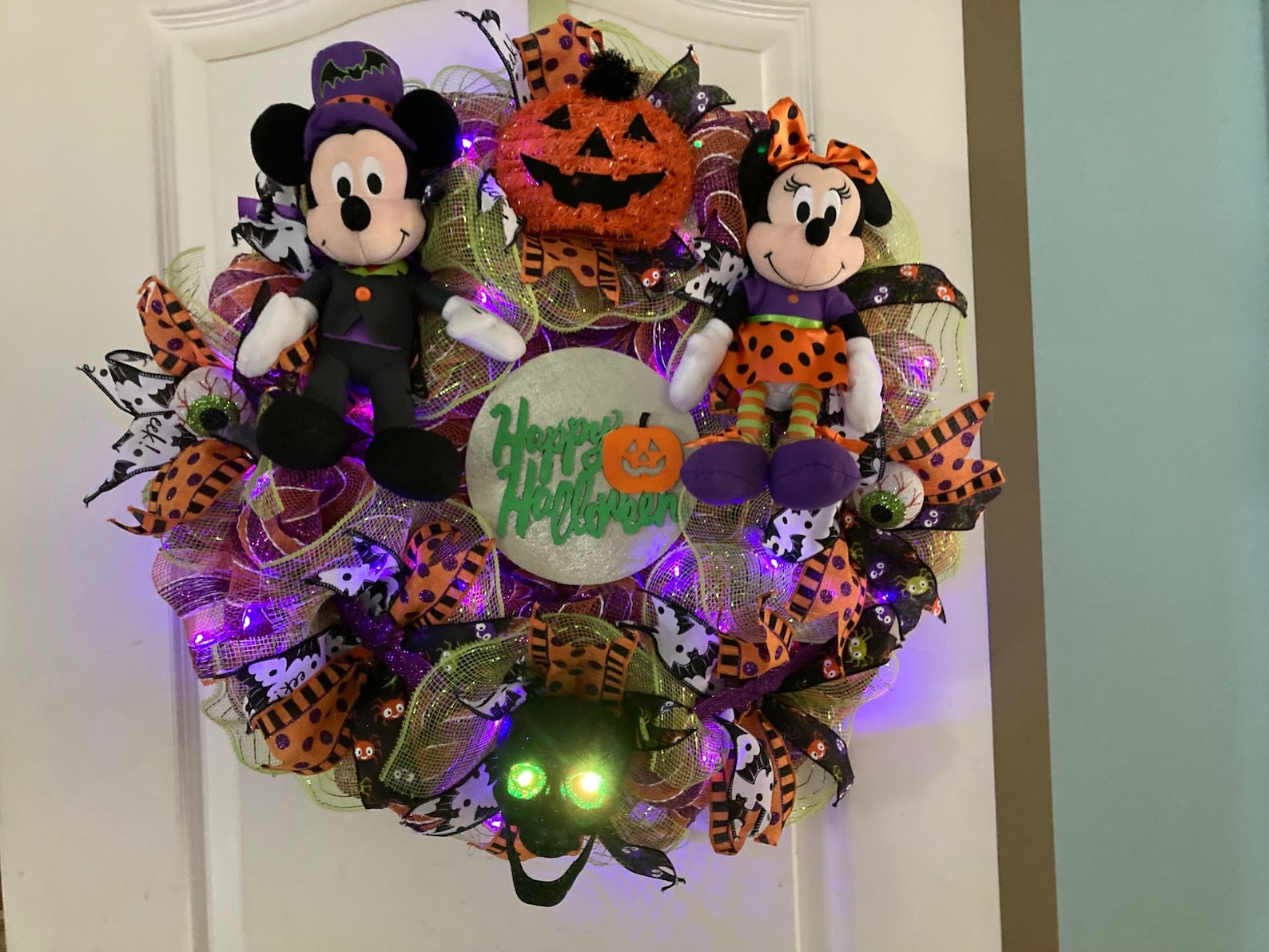 Disney Halloween Lighted Wreath Mickey/Minnie Front Door  Etsy