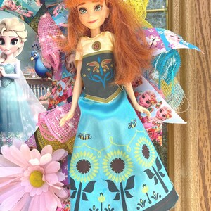 22" Disney Frozen Fever Wreath - Handcrafted Anna Elsa Doll Summer Solstice Door Decor image 5