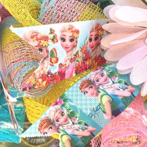 22" Disney Frozen Fever Wreath - Handcrafted Anna Elsa Doll Summer Solstice Door Decor image 7