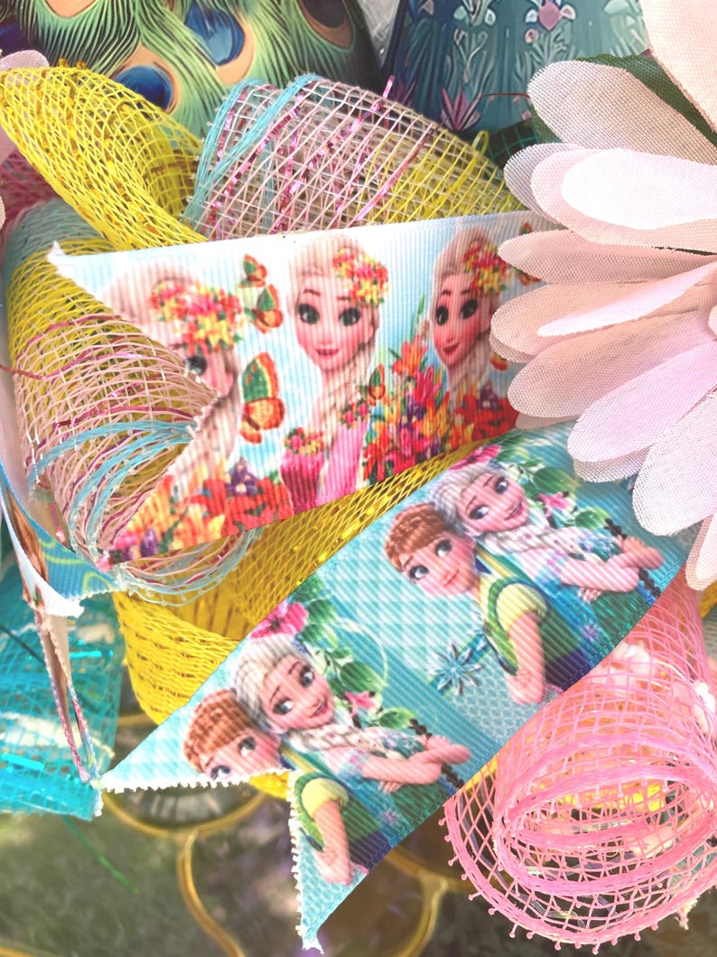 22" Disney Frozen Fever Wreath - Handcrafted Anna Elsa Doll Summer Solstice Door Decor image 7