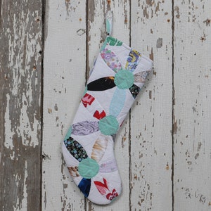 Hand Quilted Christmas Stocking: Vintage Joseph&#39;s Coat Quilt