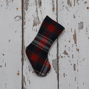 MINI Christmas Stocking created from Up-cycled Vintage Wool Skirt, Unlined