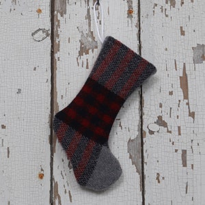 MINI Christmas Stocking created from Up-cycled Vintage Blanket, Unlined