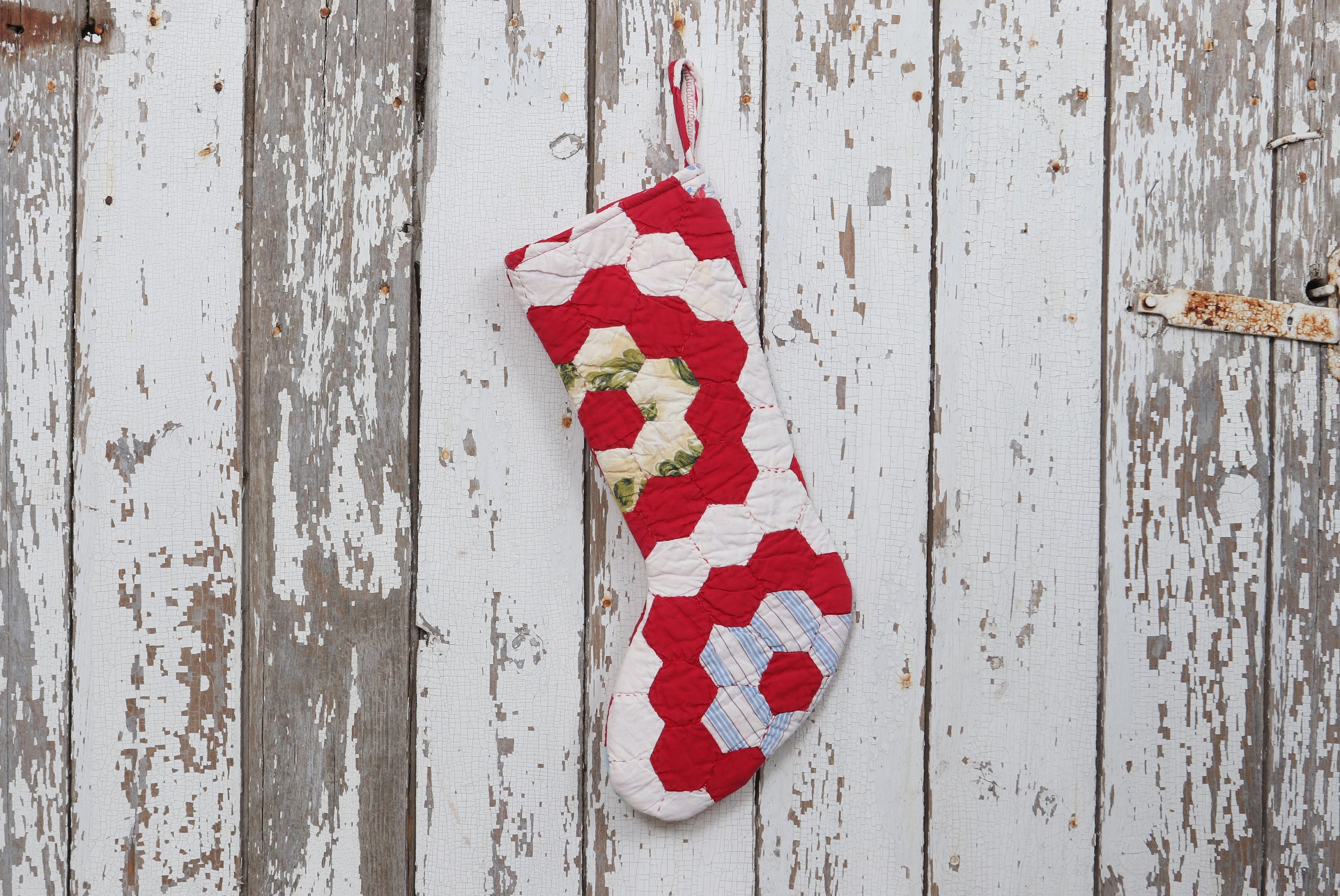 Rojo & Blanco Navidad Medias Jardín de Flores Edredón Vintage | Etsy