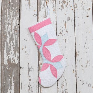 Vintage Flower Petal Quilt Christmas Stocking: Hand-stitched Heirloom
