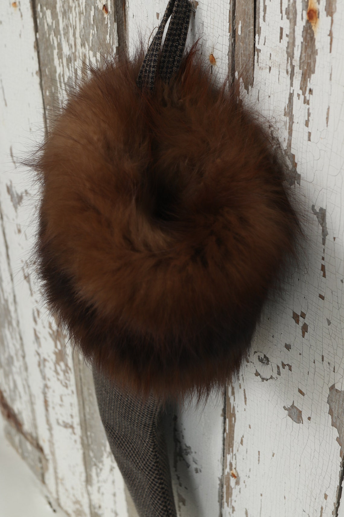 Christmas Stocking Natural Racoon Fur Cuff Vintage Traje ...
