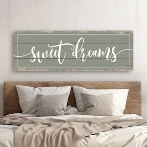 Sweet Dreams Wall Decor, Master Bedroom Sign for Over Bed Farmhouse Cottagecore Decor, Nursery Room Canvas Wall Art Gift for New Baby