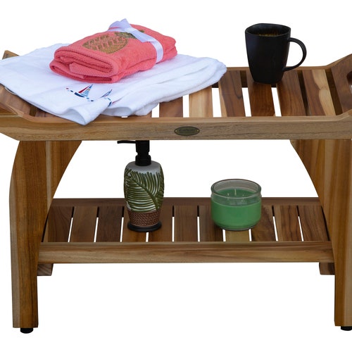 Patented 24 Sumba™ Teak Shower Bench With Shelf Etsy
