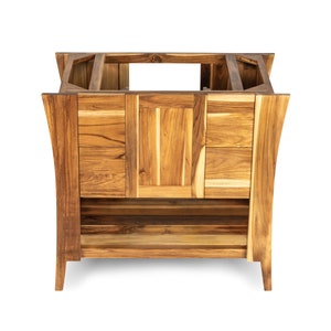 EcoDecors Curvature 36" Teak Wood Fully Assembled Free Standing Bathroom Vanity in Natural Finish