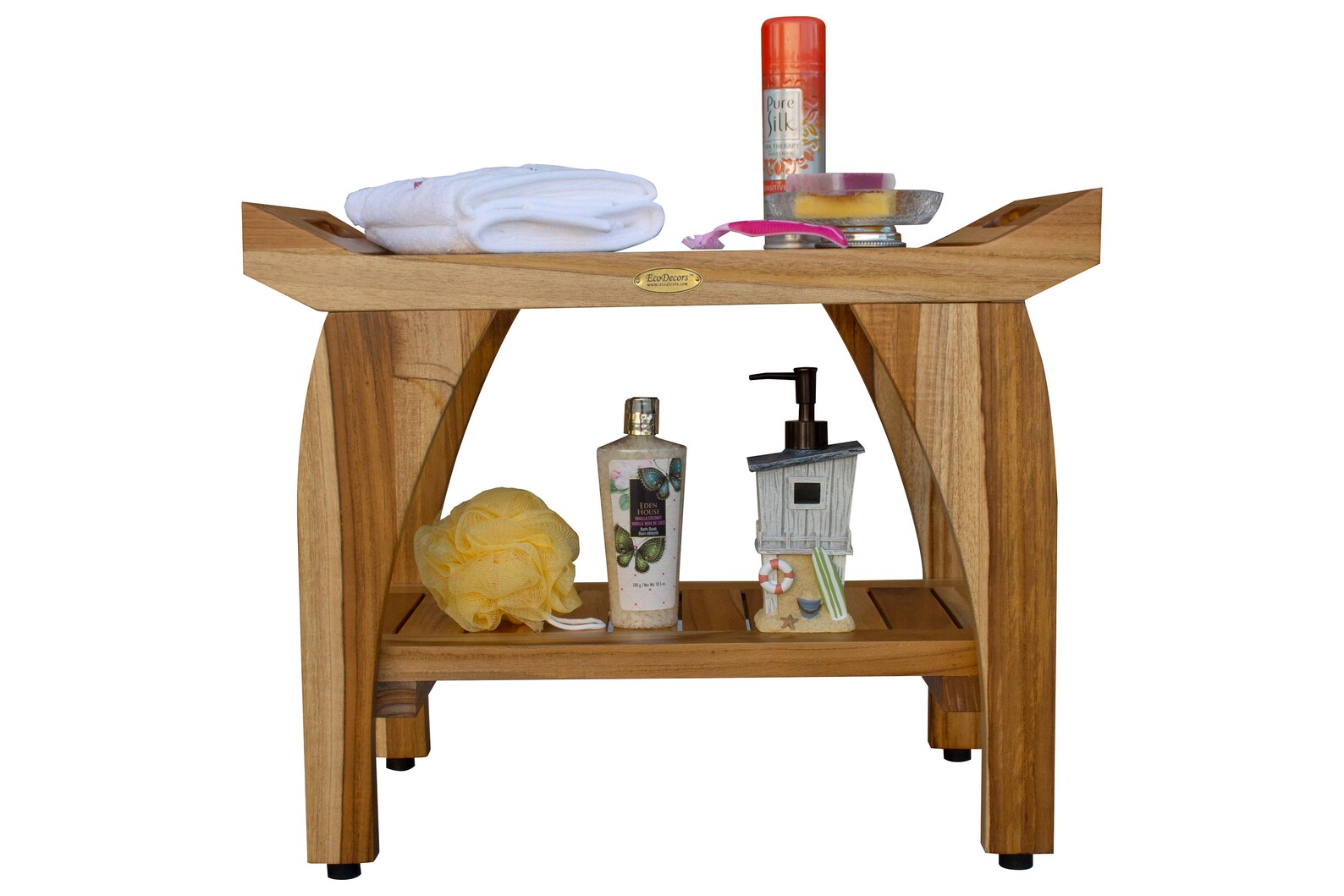 Ecodecors Tranquility 24 Teak Wood Shower Bench With Etsy