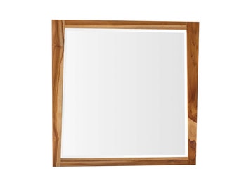 EcoDecors® Significado® 36" x 35" Teak Wood Wall Mirror in EarthyTeak Finish