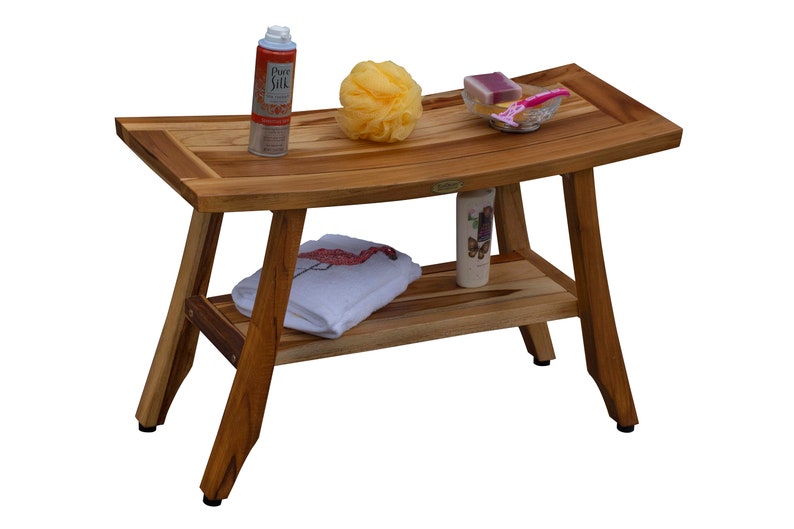 Ecodecors Satori 28 Teak Wood Shower Bench With Shelf in Etsy