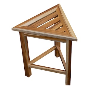 EcoDecors FlexiCorner Teak Wood 17 Triangular Stool in Natural Finish image 3