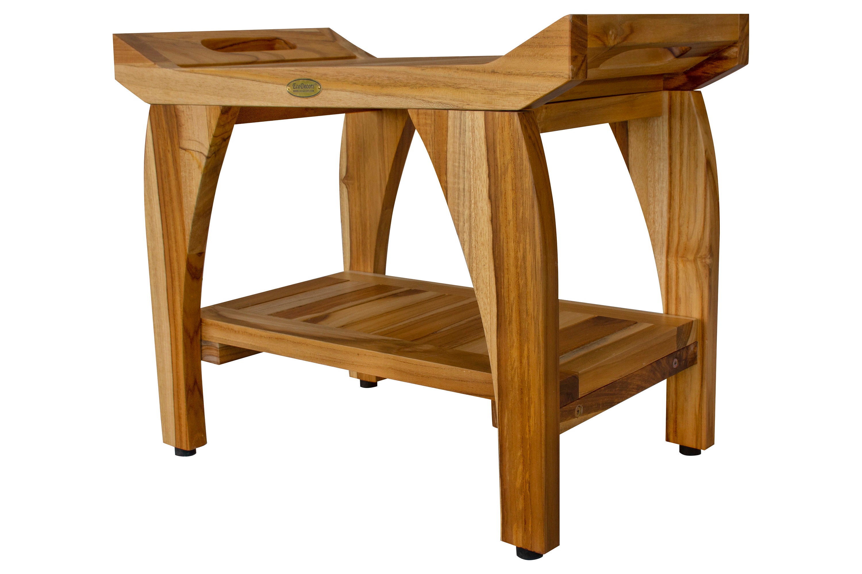 Ecodecors Tranquility 24 Teak Wood Shower Bench With Etsy