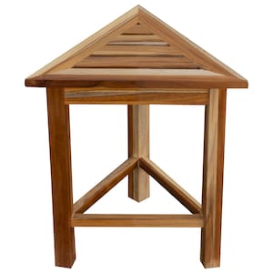 EcoDecors FlexiCorner Teak Wood 17 Triangular Stool in Natural Finish image 1