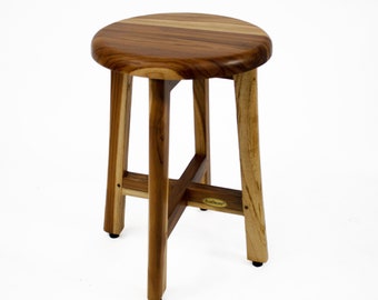 EcoDecors® Shoji® 18" Teak Wood Shower Stool with 12" Seat in EarthyTeak Finish