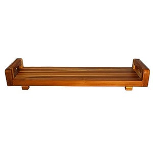 EcoDecors Eleganto 29" Teak Wood Fully Assembled Bath Tray and Seat with LiftAide Arms in Natural Finish