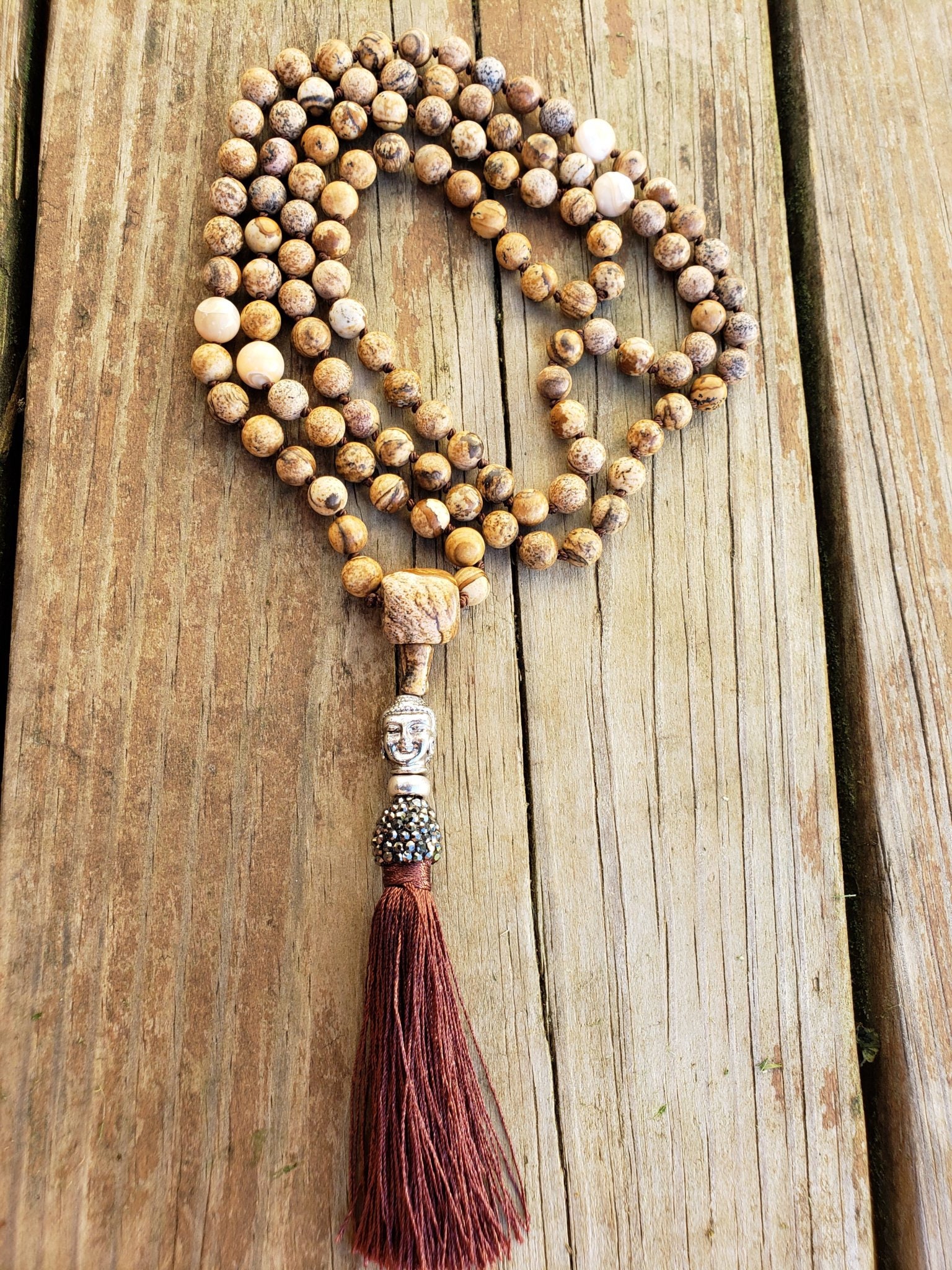 Picture Jasper Mala / Zen Style Mala/ Prayer Etsy