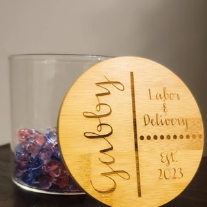 Engraved Labor and Delivery Nurse Jar Birth Tracker