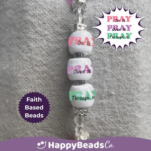 Pray On it Pray Over Pray Through it Beads for Christian Jewelry for Faith Based Crafts With Bible Verse Customizable Beads