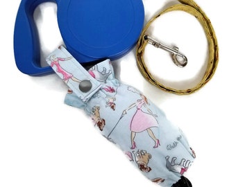 Dog poop bags holder, blue and pink, french bulldog, walk the dog, unique and original, girly motifs, dog training, waste bag, dog furniture