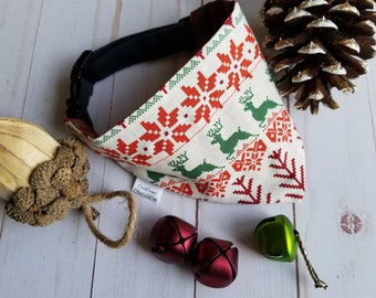 Over the collar bandana, bandana for christmas, dog bandana, cat bandana, deer motif, christmas stocking for dog, christmas stocking for cat