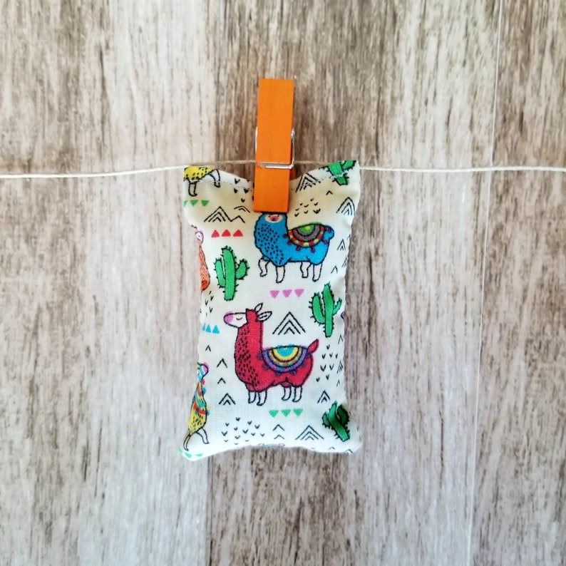 Fun cat toy, catnip cat toy, llamas and cacti motifs, blue, green, orange, amazing toy for cats, gift for cat lovers, pillow toy for cats image 2