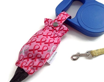 Dog poop bags holder, dog accessories, breast cancer, mother's day, dog lover gift, dog leash, labrador, boston terrier, beagle, pug, pink