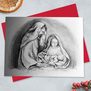 Heilige Familie, Die Heilige Familie, Maria Jesus und Joseph, Krippe, Weihnachtskarten, Katholische Weihnachtskarten, Katholische Grußkarten, Urlaub