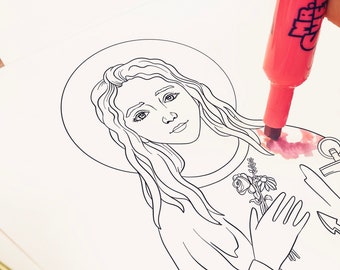 Lámina para colorear de Santa Filomena, Santos católicos (Descarga digital)