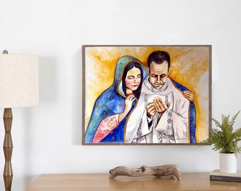 Under Mary&#39;s Mantle, Priest Gift, Ordination Gift, Father&#39;s Day Gift, Cards for Priests, Gift for Priests, Guadalupe and Priest