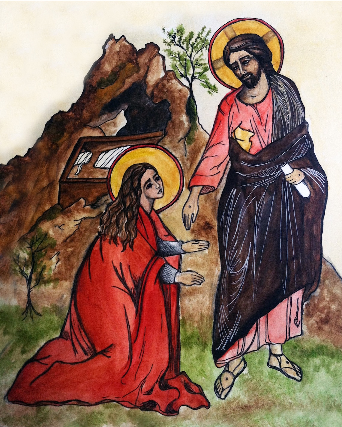 Resurrection Mary Magdalene and Christ Easter Catholic Art - Etsy