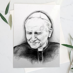 Johannes Paul II Grußkarten, JPII, PJ2, Johannes Paul II, Johannes Paul der Große, katholischer Druck, katholische Kunst