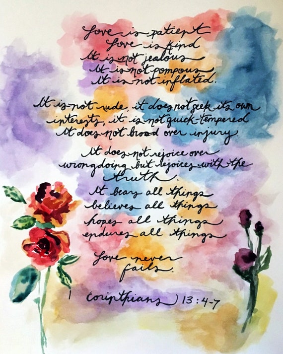 Love is Patient Catholic Cards Scripture Watercolor Etsy